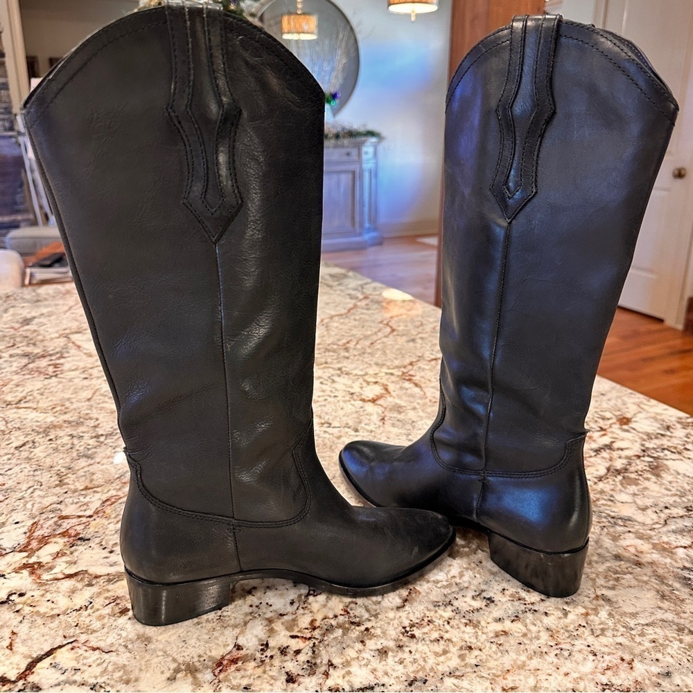 Frye black pull on genuine leather western boots size 6 cowgirl cowboy classic - Picture 7 of 12